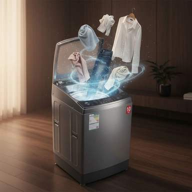 غسالة هام تعبئة علوية، 10 كيلو، فضي - HWM10S-24N