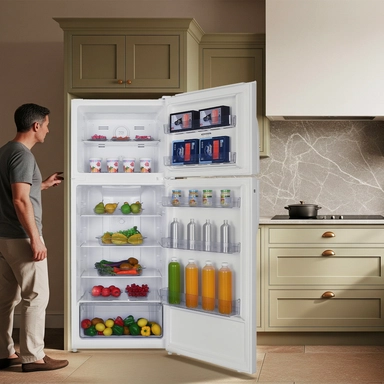 ثلاجة هام بابين، 14.9 قدم مكعب، ابيض - HM580WRF-O23