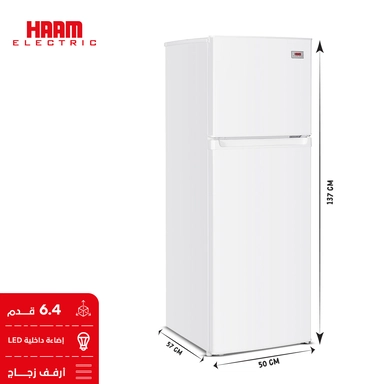 ثلاجة هام بابين، 6.4 قدم مكعب، بدون إنفرتر، ابيض - HM250WRF-O23DF