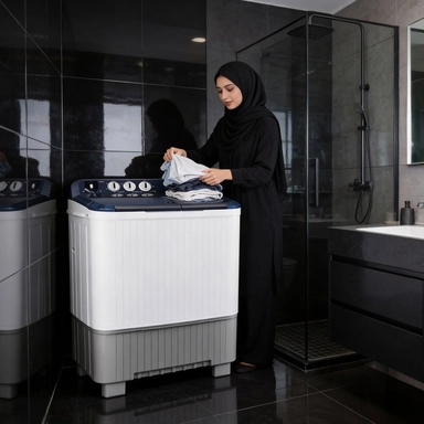 غسالة هام بحوضين، 12 كيلو، أبيض - HMTT12000WH25