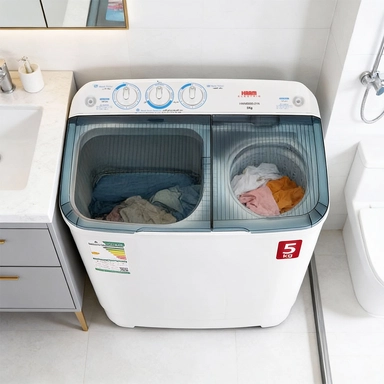 غسالة هام حوضين 5 كيلو أبيض HWM5000-25N