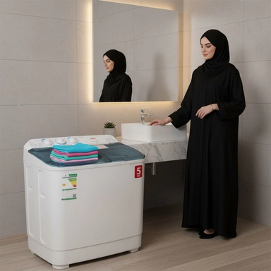 غسالة هام حوضين 5 كيلو أبيض HWM5000-25N