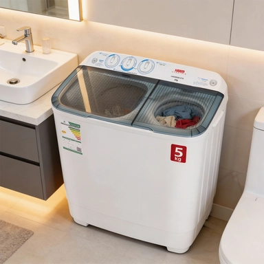 غسالة هام حوضين 5 كيلو أبيض HWM5000-25N