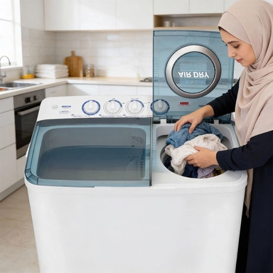 غسالة هام حوضين 8 كيلو أبيض HWM8000-25N