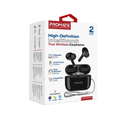 Promate Bluetooth v5.3 TWS EarPhones intellitouch Black