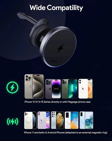 Aukey Mag Fusion Car Magnetic Wireless Charger BLACK