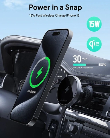 Aukey Mag Fusion Car Magnetic Wireless Charger BLACK