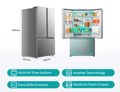 Hisense Side by Side Refrigerator (3 Doors), 23.7 cu.ft, Steel - RM96W2NR