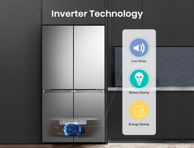 ثلاجة هايسنس (4 أبواب)، سعة 20.5 قدم مكعب، ستيل - RQ72W2NR