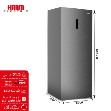 Haam Freezer, One Door, Inverter, Steel, 21.2 Cu. Ft., HM720SFR-O24INV