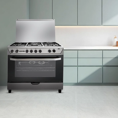 فرن هام 5 عيون غاز 60*90 استيل أمان كامل HM90GF-20