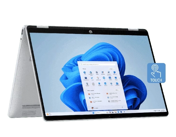 HP OmniBook 5 Flip 14-fp0011nx 2-in-1 Laptop, Intel Core 5-120U, 512GB SSD, 16GB RAM, 14-inch 2K Touchscreen, Intel Graphics, Windows 11 Home, Glacier Silver , C20RQEA