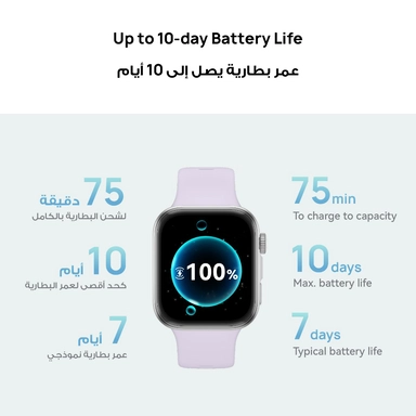ساعة هواوي الذكية Watch Fit 4 Seiya، شاشة 1.82 بوصة، بطارية 400 مللي أمبير، أسود – 55020EWV-B09F