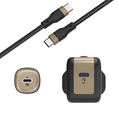   شاحن 3 في 1 جودا  ، للحائط 30 واط مع شاحن للسيارة 30 واط و كابل Type-C – USB واط60، تيتانيوم – BD001AOUN1