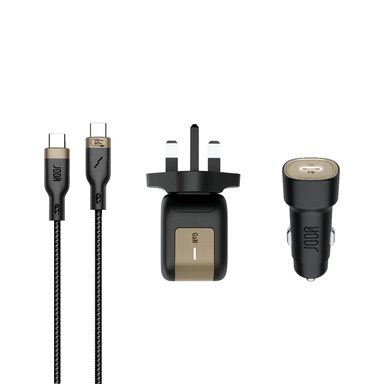   شاحن 3 في 1 جودا  ، للحائط 30 واط مع شاحن للسيارة 30 واط و كابل Type-C – USB واط60، تيتانيوم – BD001AOUN1