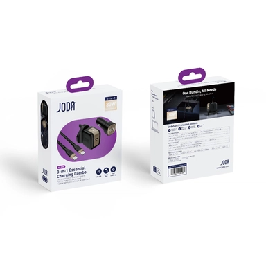   شاحن 3 في 1 جودا  ، للحائط 30 واط مع شاحن للسيارة 30 واط و كابل Type-C – USB واط60، تيتانيوم – BD001AOUN1