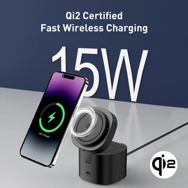 شاحن لاسلكي 4 في 1 MagiX جودا،  شاحن لاسلكي، 15 واط، 4 منافذ، أسود - WH003ABUN1