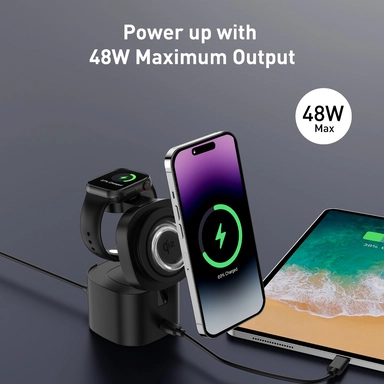 شاحن لاسلكي 4 في 1 MagiX جودا،  شاحن لاسلكي، 15 واط، 4 منافذ، أسود - WH003ABUN1