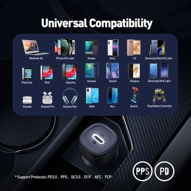 شاحن سيارة جودا ,USBفئة C, واط30, اسود -CC002ABUN1