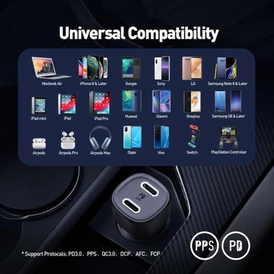 شاحن سيارة جودا , USBفئةC , واط 45, أسود – CC003ABUN1