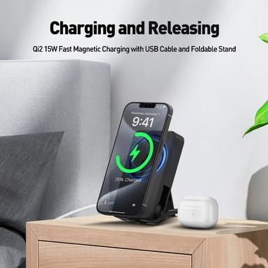 باور بانك لاسلكي مغناطيسي جودا , 10,000 مللي أمبير , 20 واط, منفذ واحد (لاسلكي), أسود – PB011ABUN1