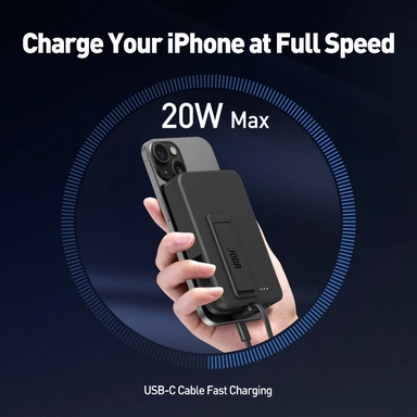 باور بانك لاسلكي مغناطيسي جودا , 10,000 مللي أمبير , 20 واط, منفذ واحد (لاسلكي), أسود – PB011ABUN1