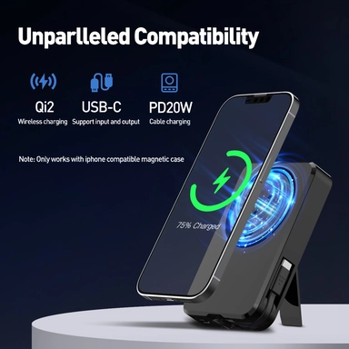 باور بانك لاسلكي مغناطيسي جودا , 10,000 مللي أمبير , 20 واط, منفذ واحد (لاسلكي), أسود – PB011ABUN1