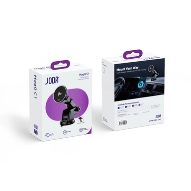 حامل سيارة شاحن لاسلكي جودا ماج كيو سي 1 كيو اي 2، 15 وات، أسود - WH001ABUN1