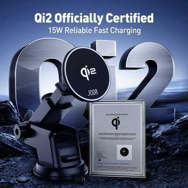 حامل سيارة شاحن لاسلكي جودا ماج كيو سي 1 كيو اي 2، 15 وات، أسود - WH001ABUN1