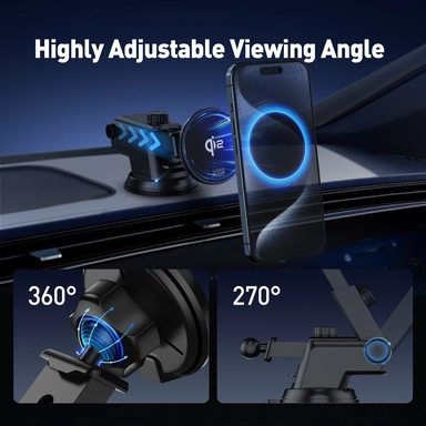 حامل سيارة شاحن لاسلكي جودا ماج كيو سي 1 كيو اي 2، 15 وات، أسود - WH001ABUN1