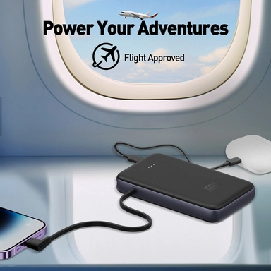 باور بانك جودا , 10,000 مللي أمبير , منفذ واحد (كابل USB‑C مدمج), أسود – PB001ABUN1