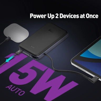 باور بانك جودا , 10,000 مللي أمبير , منفذ واحد (كابل USB‑C مدمج), أسود – PB001ABUN1