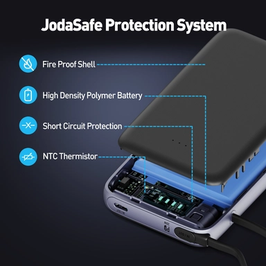 باور بانك جودا , 10,000 مللي أمبير , منفذ واحد (كابل USB‑C مدمج), أسود – PB001ABUN1