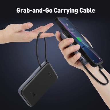 باور بانك جودا , 10,000 مللي أمبير , منفذ واحد (كابل USB‑C مدمج), أسود – PB001ABUN1