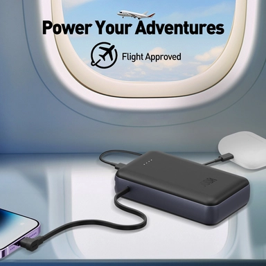 باور بانك جودا ,20,000 مللي أمبير, 20 واط ,  منفذ واحد للإخراج (كابل USB‑C مدمج) ,  أسود – PB002ABUN1