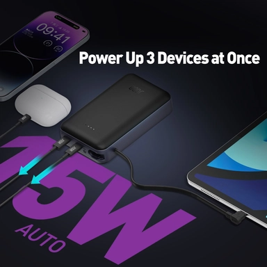 باور بانك جودا ,20,000 مللي أمبير, 20 واط ,  منفذ واحد للإخراج (كابل USB‑C مدمج) ,  أسود – PB002ABUN1