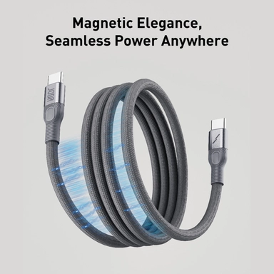 JODA Type C to Type C Magnetic Cable MagRoll 60, 60W , 1.2Mm Titanium - CB007ATUN1