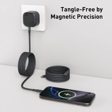 JODA Type C to Type C Magnetic Cable MagRoll 60, USB-C Cable, 60W, ports 1, Black - CB007ABUN1