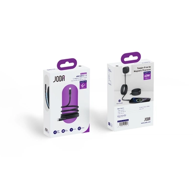 JODA Type C to Type C Magnetic Cable MagRoll 60, USB-C Cable, 60W, ports 1, Black - CB007ABUN1