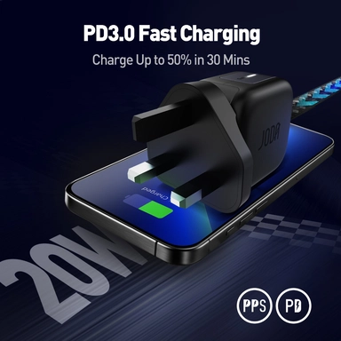 JODA Wall Charger, GaN USB-C Charger, 20W, USB-C, Black – WC001ABUK1
