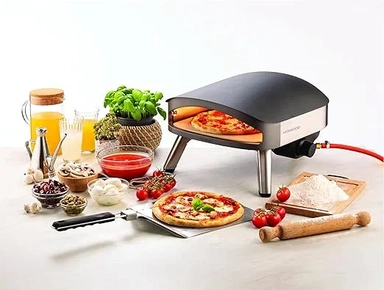 فرن بيتزا كينوود غاز مع شواية، 30 سم، سعة 12 إنش، 500 درجة مئوية، فضي - OWPOM20.000GY