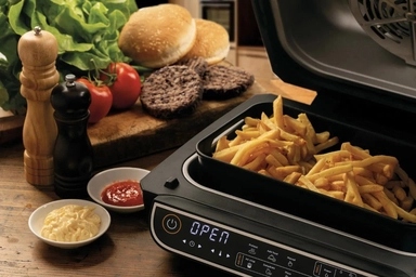 قلاية كينوود جريل، قلاية رقمية هوائية مع شواية 2 في 1، 8 لتر، 1700 واط، أسود - OWGHF40.000BK