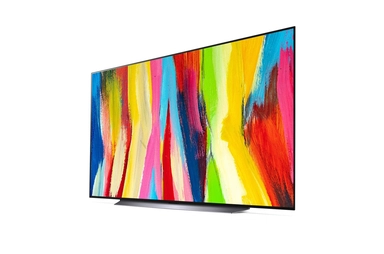 تلفاز LG OLED evo مقاس 83 بوصة من سلسلة C2، مع HDR (النطاق الديناميكي العالي) السينمائي بدقة 4K تصميم سينمائى والمزوّد بإمكانية تعتيم البكسل بتقنية AI ThinQ للتلفزيون الذكي بنظام التشغيل WebOS, OLED83C26LA