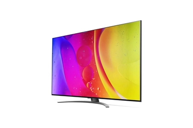 تلفزيون NanoCell من إل جي مقاس 75 بوصة من السلسلة NANO84، مع HDR (النطاق الديناميكي العالي) النشط 4K لتصميمات شاشة السينما والمزود بإمكانية الإعتام المحلي بتقنية AI ThinQ للتلفزيون الذكي بنظام التشغيل WebOS, 75NANO846QA
