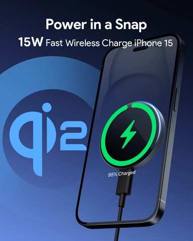 Aukey Car Charger Mag Fusion Aura Magnetic Wireless 15W Grey