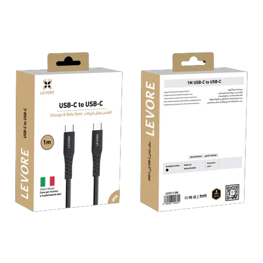Levore USBC to USBC Cable 60W 1.0M  Black LC5211-BK