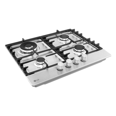 موقد غاز مدمج من إل جي، 59 سم، 4 شعلات، حديد زهر، ستانلس ستيل - CG5Z2414SJ