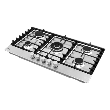موقد غاز مدمج من إل جي، 86 سم، 5 شعلات، حديد زهر، ستانلس ستيل - CG5Z3626SJ