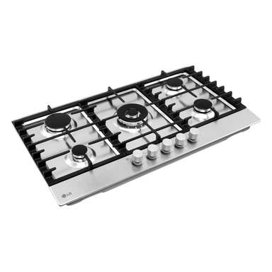 موقد غاز مدمج من إل جي، 86 سم، 5 شعلات، حديد زهر، ستانلس ستيل - CG5Z3626SJ