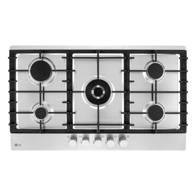 موقد غاز مدمج من إل جي، 86 سم، 5 شعلات، حديد زهر، ستانلس ستيل - CG5Z3626SJ